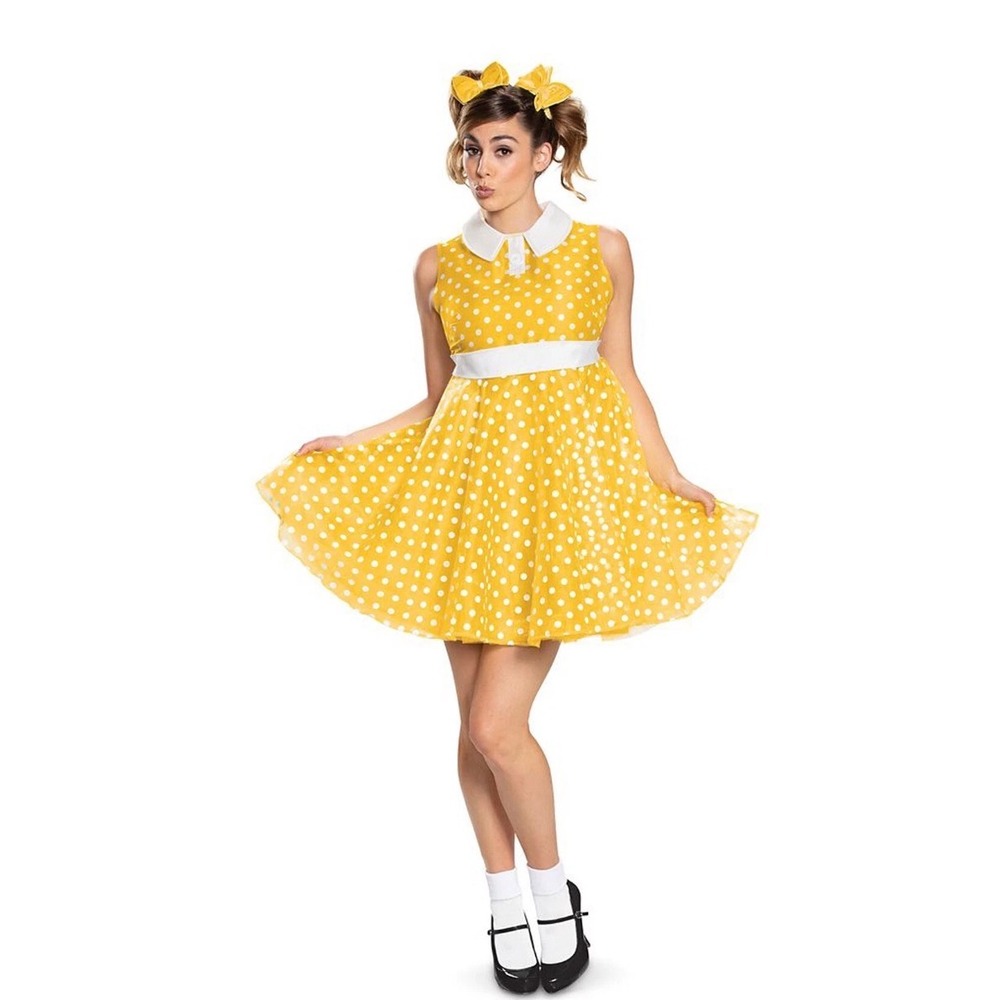 DISNEY Toy Story 4 Gabby Gabby Costume Dress Women Adult Medium Yellow Polka Dot